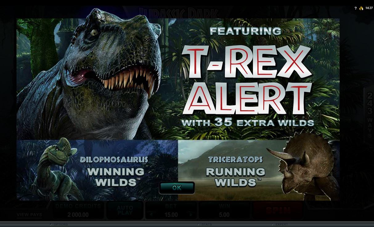 Paytable of jurassic park