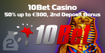 25% 2nd Deposit Bonus at 10Bet Casino