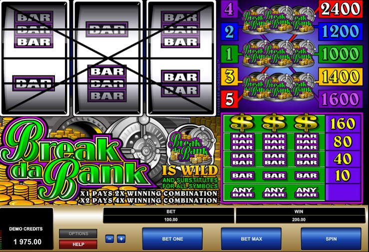 Winning combination of Break Da Bank