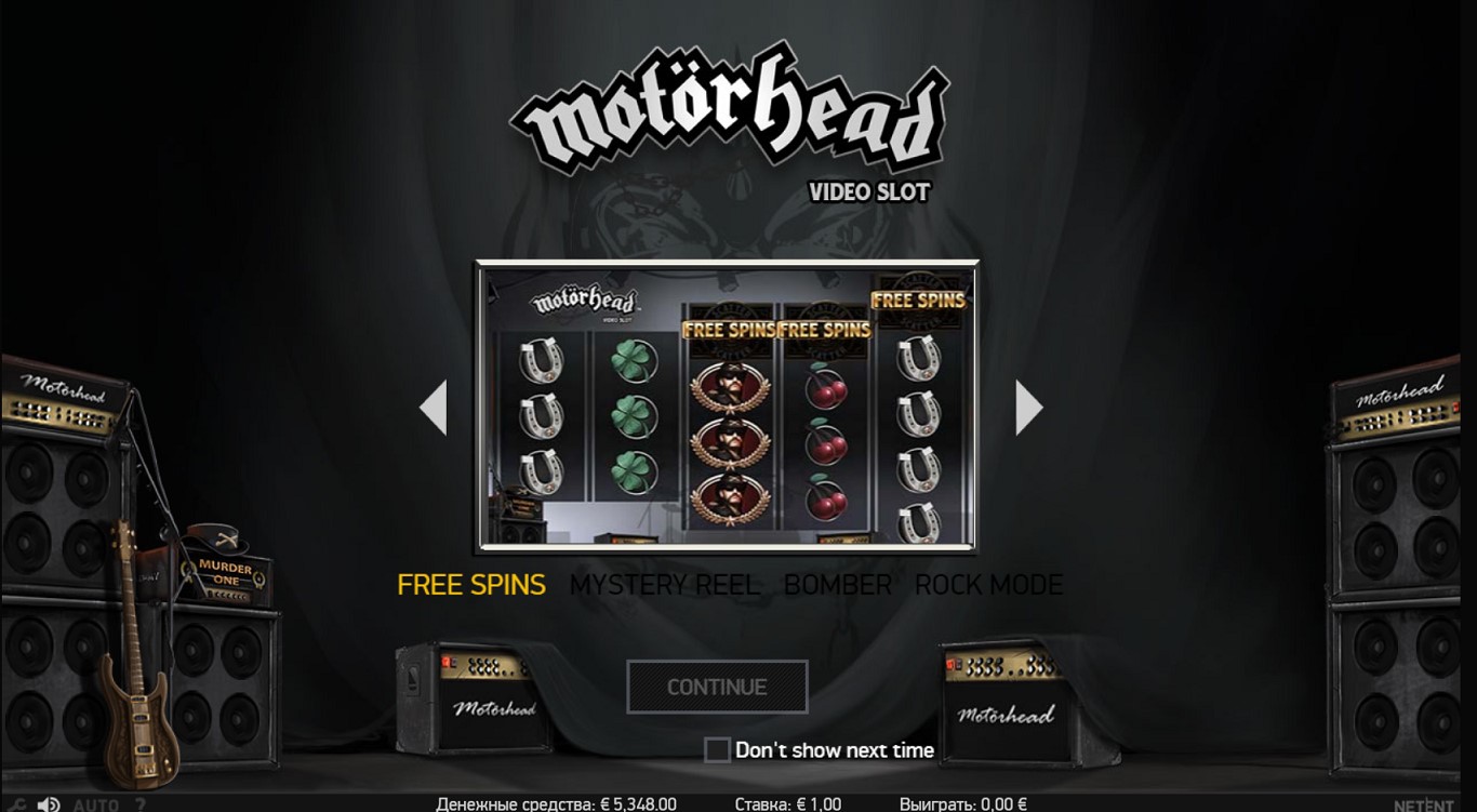 Paytable of motorhead
