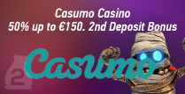 Get a 50% 2nd Deposit Bonus up to €150 while Playing In Casumo Casino