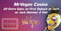 20 Free Spins on Jack Hammer 2 Slot by MrVegas Casino Online