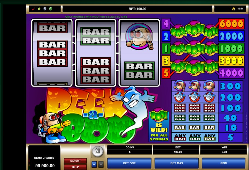 Paytable of Peek A Boo