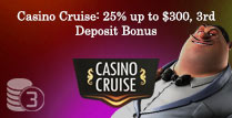 25% up to £300 3rd Deposit Bonus