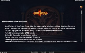 Paytable of Blood Suckers 2