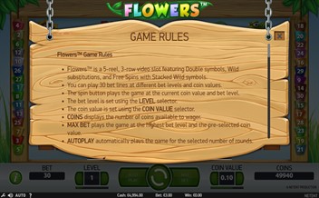 Paytable of Flowers