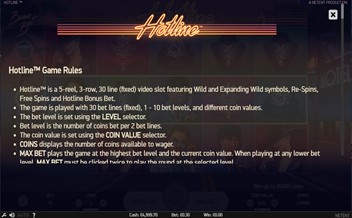 Paytable of Hotline