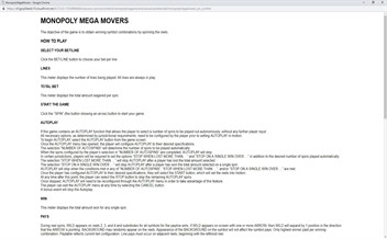 Paytable of Monopoly Mega Movers