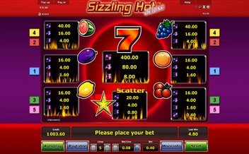 Paytable of Sizzling Hot Deluxe