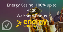 100% up to £200 Welcome Bonus at Energy Casino