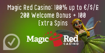 100% up to ‎£200 Welcome Bonus + 100 Extra Spins at Magic Red