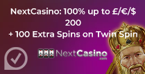 100% up to £200 + 100 Extra Spins at Next casino