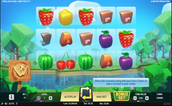 Gameplay of Strolling Staxx Cubic Fruits